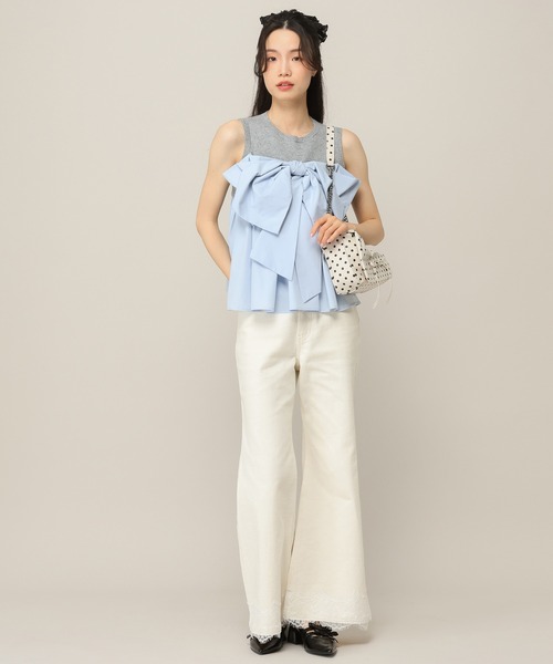 Heather（ヘザー）の「【身長別デニム】レースフレアデニムパンツ　654882（デニムパンツ・レディース・グレー/ワンウォッシュ/ライトブルー/アイボリー・S/M/XS/LONG）」の10枚目の写真