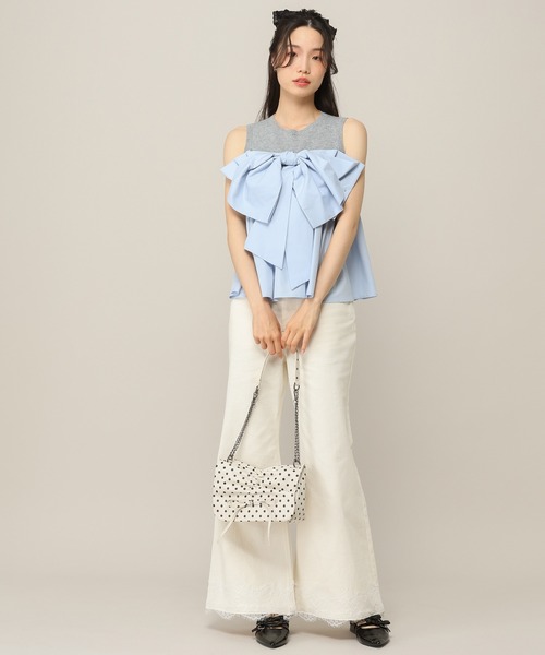 Heather（ヘザー）の「【身長別デニム】レースフレアデニムパンツ　654882（デニムパンツ・レディース・グレー/ワンウォッシュ/ライトブルー/アイボリー・S/M/XS/LONG）」の11枚目の写真
