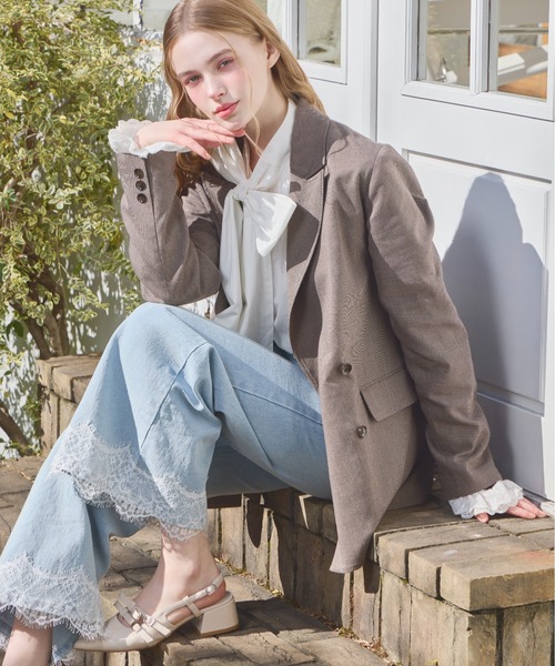 Heather（ヘザー）の「【身長別デニム】レースフレアデニムパンツ　654882（デニムパンツ・レディース・グレー/ワンウォッシュ/ライトブルー/アイボリー・S/M）」の9枚目の写真