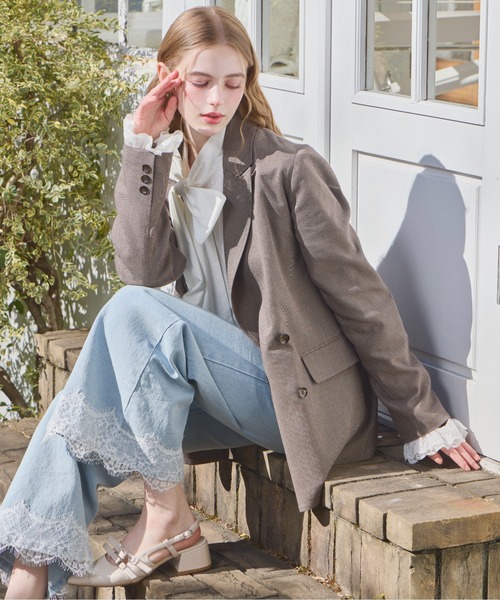 Heather（ヘザー）の「【身長別デニム】レースフレアデニムパンツ　654882（デニムパンツ・レディース・グレー/ワンウォッシュ/ライトブルー/アイボリー・S/M）」の8枚目の写真
