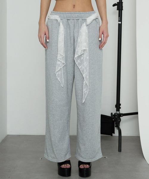 レースレイヤードスウェットパンツ / Lace Layered Sweatpants