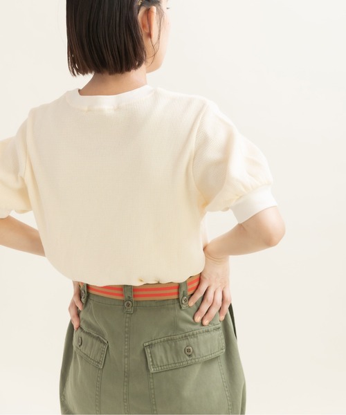 CHILD WOMAN(チャイルドウーマン)の「コットンワッフル製品染 半袖パフスリーブプルオーバー(Tシャツ/カットソー・レディース・アイボリー/ピンク/イエロー/パープル・FREE)」の16枚目の写真