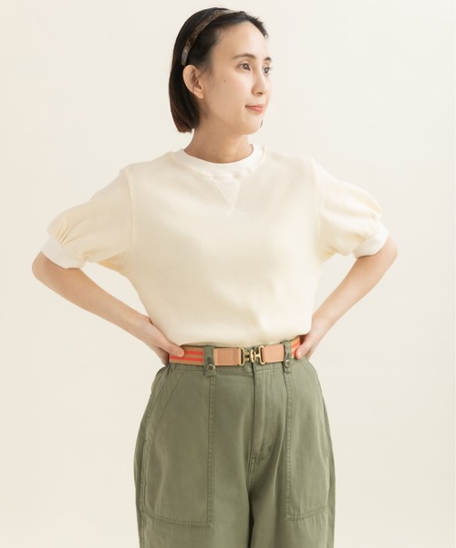 CHILD WOMAN(チャイルドウーマン)の「コットンワッフル製品染 半袖パフスリーブプルオーバー(Tシャツ/カットソー・レディース・アイボリー/ピンク/イエロー/パープル・FREE)」の13枚目の写真