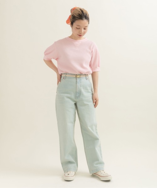 CHILD WOMAN(チャイルドウーマン)の「コットンワッフル製品染 半袖パフスリーブプルオーバー(Tシャツ/カットソー・レディース・アイボリー/ピンク/イエロー/パープル・FREE)」の10枚目の写真