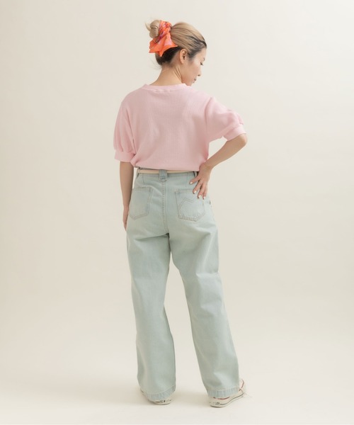 CHILD WOMAN(チャイルドウーマン)の「コットンワッフル製品染 半袖パフスリーブプルオーバー(Tシャツ/カットソー・レディース・アイボリー/ピンク/イエロー/パープル・FREE)」の12枚目の写真