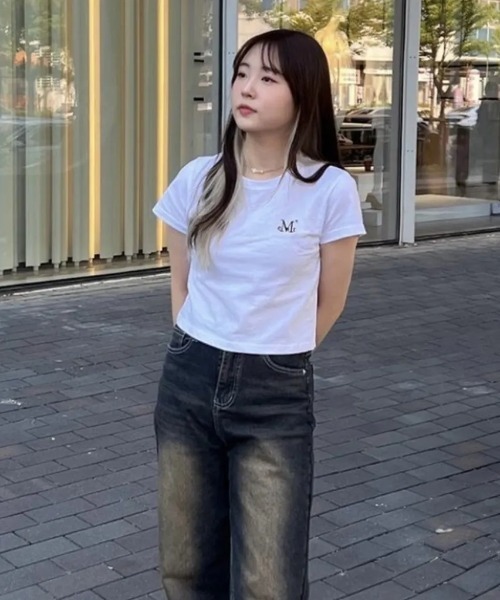 MUCENT(ムセント)の「◇MUCENT◇ブランド直輸入正規品/着丈が選べる/MUCENT SMALL LOGO T スモールロゴ半袖Tシャツ男女共用(Tシャツ/カットソー・レディース・ホワイト/ブラック・S/L/M)」の21枚目の写真