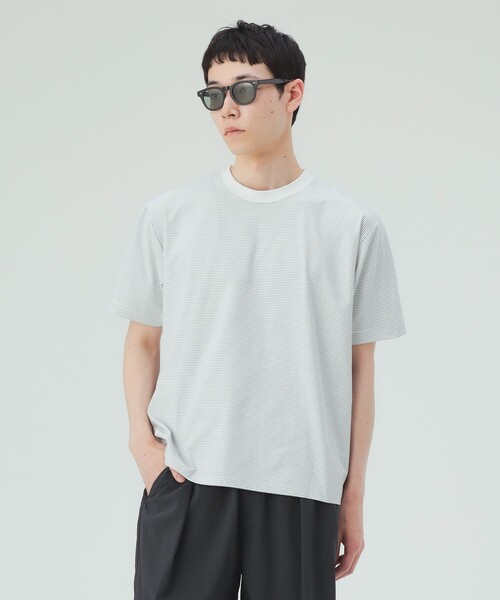 BEAMS HEART(ビームスハート)の「綿ライクポリ ボーダー Tシャツ(吸水速乾)(Tシャツ/カットソー・メンズ・ホワイト/ブラック・XL/L/M/S)」の3枚目の写真
