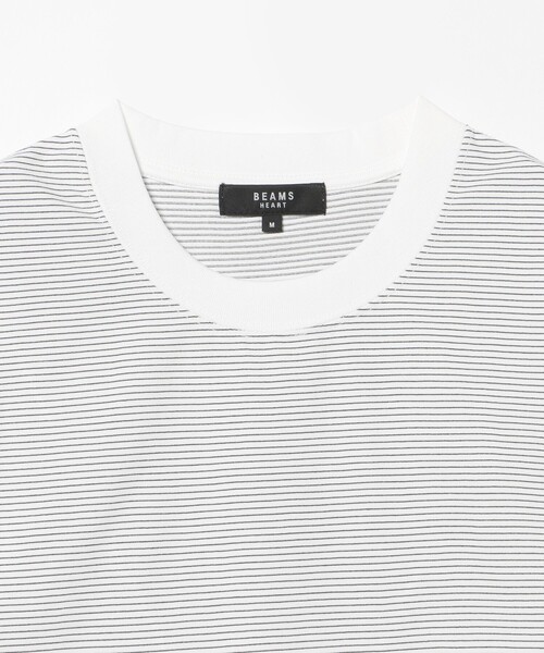 BEAMS HEART(ビームスハート)の「綿ライクポリ ボーダー Tシャツ(吸水速乾)(Tシャツ/カットソー・メンズ・ホワイト/ブラック・XL/L/M/S)」の6枚目の写真