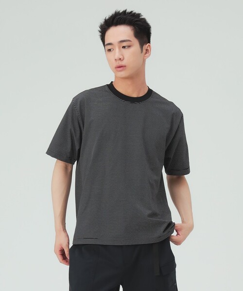 BEAMS HEART(ビームスハート)の「綿ライクポリ ボーダー Tシャツ(吸水速乾)(Tシャツ/カットソー・メンズ・ホワイト/ブラック・XL/L/M/S)」の13枚目の写真