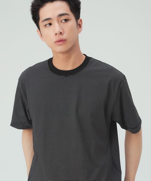BEAMS HEART(ビームスハート)の「綿ライクポリ ボーダー Tシャツ(吸水速乾)(Tシャツ/カットソー・メンズ・ホワイト/ブラック・XL/L/M/S)」の14枚目の写真