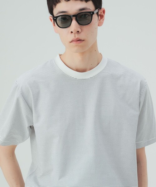 BEAMS HEART(ビームスハート)の「綿ライクポリ ボーダー Tシャツ(吸水速乾)(Tシャツ/カットソー・メンズ・ホワイト/ブラック・XL/L/M/S)」の1枚目の写真