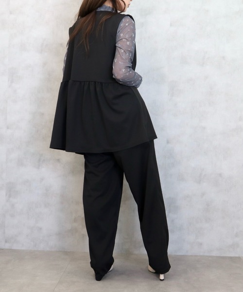 CECIL McBEE(セシルマクビー)の「カットツイルベストxパンツ セットアップ(ワンピース・レディース・ブラック/モカ・MEDIUM/LARGE)」の6枚目の写真