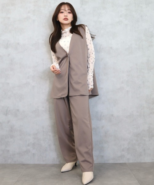 CECIL McBEE(セシルマクビー)の「カットツイルベストxパンツ セットアップ(ワンピース・レディース・ブラック/モカ・MEDIUM/LARGE)」の8枚目の写真