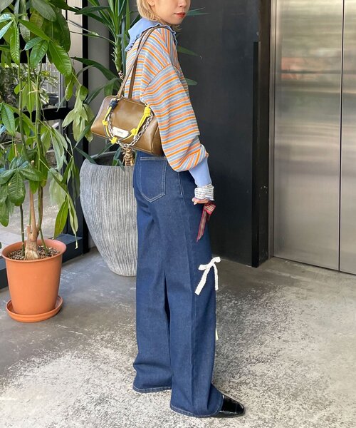 HELLO.SANFRANCISCO(ハローサンフランシスコ)の「【HELLO.SANFRANCISCO/ハローサンフランシスコ】ビッグカラーボーダーポロニット(ニット/セーター・レディース・アイボリー/ブルー/イエロー・ONE SIZE)」の22枚目の写真
