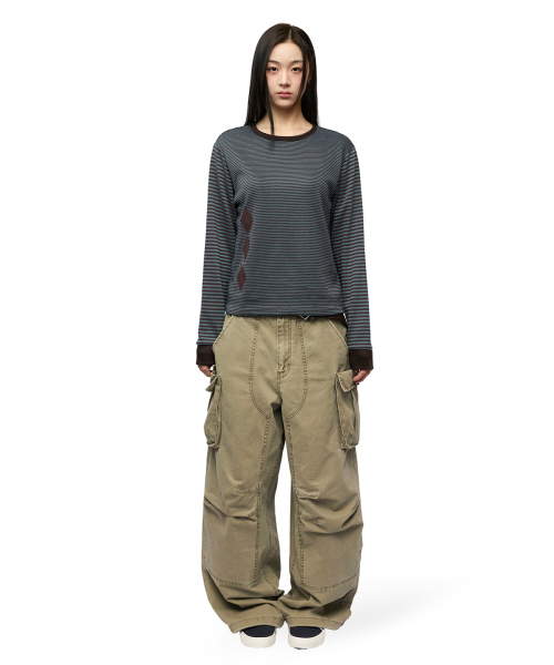 MIM the wardrobe(ミームザワードローブ)の「アーガイルパネルストライプロングスリーブ_ブラウン(Tシャツ/カットソー・レディース・その他・SMALL/LARGE)」の5枚目の写真