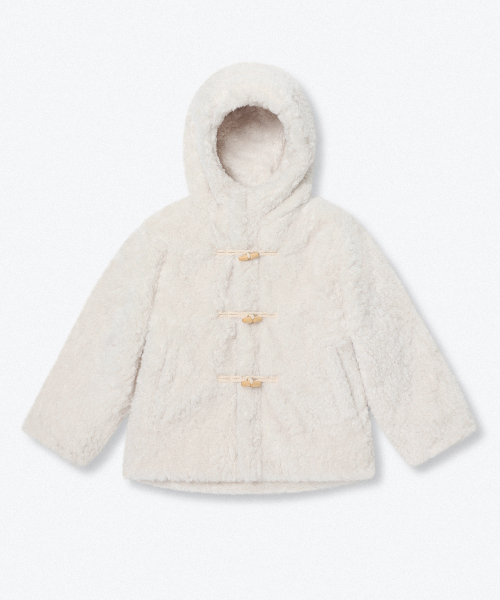 MUSINSA STANDARD KIDS（ムシンサスタンダードキッズ）の「フェイクシアリングショートダッフルパディングパーカー[クリーム]（ブルゾン・レディース・その他・100/110/120/130/140/150）」の3枚目の写真