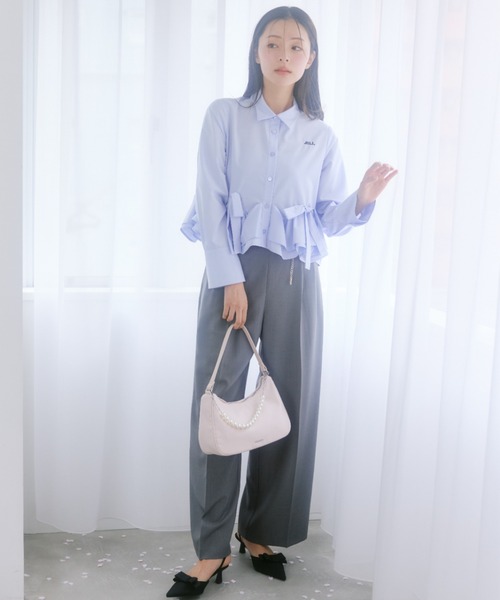 JILL by JILL STUART（ジルバイジルスチュアート）の「チェーンベルトタックワイドパンツ（その他パンツ・レディース・ピンク/ブルー/グレー/ベージュ・SMALL/MEDIUM）」の2枚目の写真