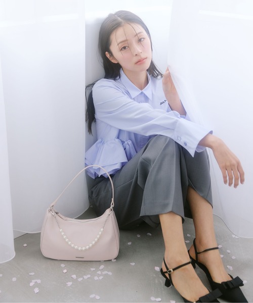 JILL by JILL STUART（ジルバイジルスチュアート）の「チェーンベルトタックワイドパンツ（その他パンツ・レディース・ピンク/ブルー/グレー/ベージュ・SMALL/MEDIUM）」の6枚目の写真