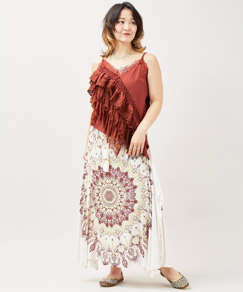 チャイハネ（チャイハネ）の「【チャイハネ】レレリア変形スカート（スカート・レディース・ブルー/ブラック/ホワイト・FREE）」の6枚目の写真