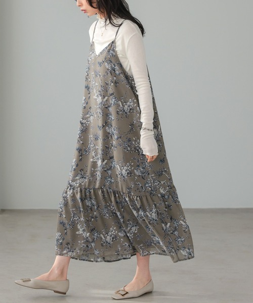 itto...(イット)の「花柄シフォンキャミソールワンピース(ワンピース・レディース・ブラック/モカ・FREE)」の8枚目の写真