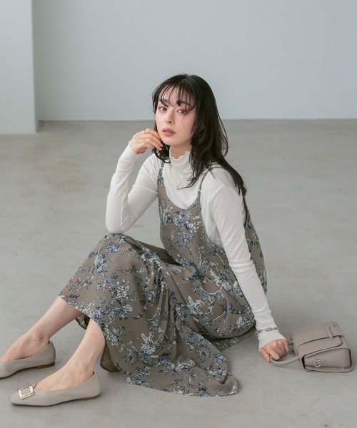 itto...(イット)の「花柄シフォンキャミソールワンピース(ワンピース・レディース・ブラック/モカ・FREE)」の9枚目の写真