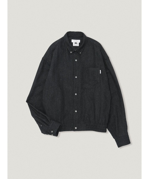 elephant TRIBAL fabrics（エレファントトライバルファブリックス）の「elephant TRIBAL fabrics High Waist BD Shirt【Wool Tweed】（シャツ/ブラウス・メンズ・ブラック/グレイッシュベージュ・2/1）」の2枚目の写真