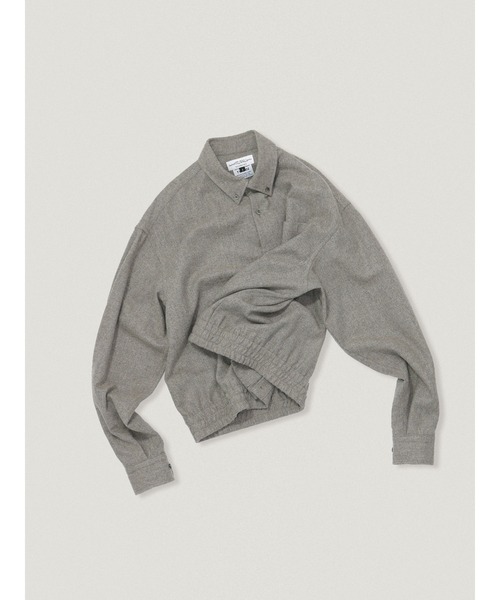 elephant TRIBAL fabrics（エレファントトライバルファブリックス）の「elephant TRIBAL fabrics High Waist BD Shirt【Wool Tweed】（シャツ/ブラウス・メンズ・ブラック/グレイッシュベージュ・2/1）」の3枚目の写真