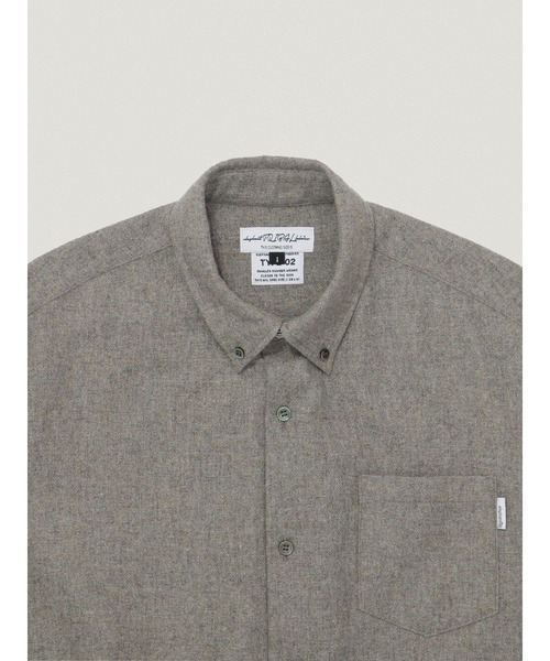 elephant TRIBAL fabrics（エレファントトライバルファブリックス）の「elephant TRIBAL fabrics High Waist BD Shirt【Wool Tweed】（シャツ/ブラウス・メンズ・ブラック/グレイッシュベージュ・2/1）」の4枚目の写真