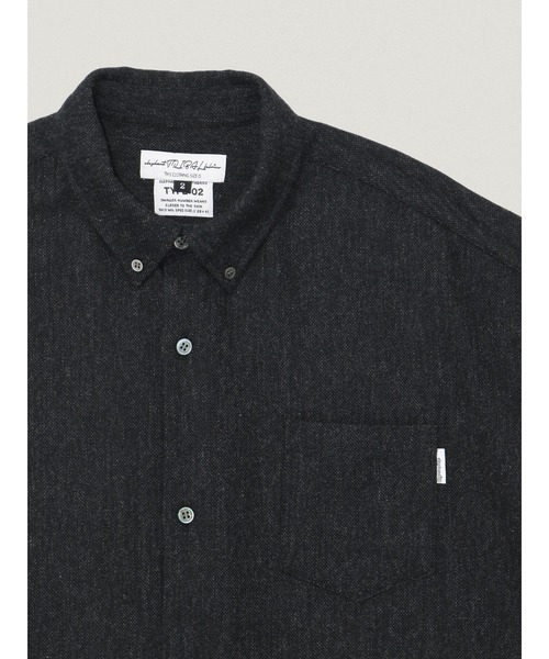 elephant TRIBAL fabrics（エレファントトライバルファブリックス）の「elephant TRIBAL fabrics High Waist BD Shirt【Wool Tweed】（シャツ/ブラウス・メンズ・ブラック/グレイッシュベージュ・2/1）」の6枚目の写真