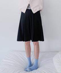 Wide Pleat Midi Skirt - Black
