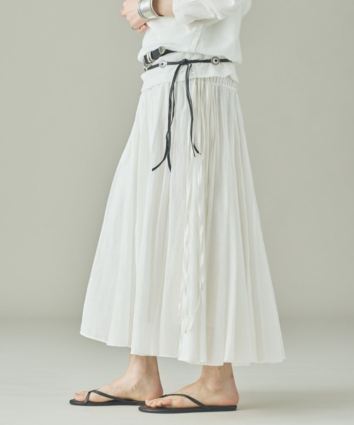 Curensology（カレンソロジー）の「Curensology(カレンソロジー)/オーガンタックスカート（スカート・レディース・ブラック/ホワイト・FREE）」の4枚目の写真