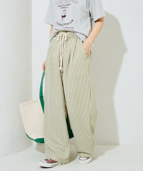FREAK'S STORE（フリークスストア）の「限定展開　ポコポコ ストライプ イージーパンツ（その他パンツ・レディース・ブラック/グリーン/ブラウン・SMALL/MEDIUM）」の3枚目の写真