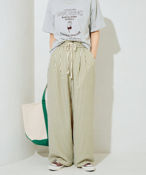 FREAK'S STORE（フリークスストア）の「限定展開　ポコポコ ストライプ イージーパンツ（その他パンツ・レディース・ブラック/グリーン/ブラウン・SMALL/MEDIUM）」の6枚目の写真