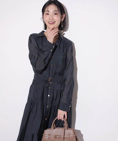 Mystrada（マイストラーダ）の「ポケットシアーシャツワンピ（ワンピース・レディース・ライトイエロー/ピンク/ネイビー・36/38）」の2枚目の写真