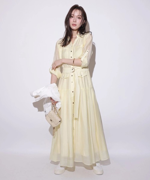 Mystrada（マイストラーダ）の「ポケットシアーシャツワンピ（ワンピース・レディース・ライトイエロー/ピンク/ネイビー・36/38）」の3枚目の写真