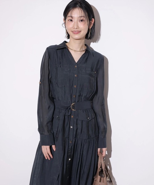 Mystrada（マイストラーダ）の「ポケットシアーシャツワンピ（ワンピース・レディース・ライトイエロー/ピンク/ネイビー・36/38）」の5枚目の写真