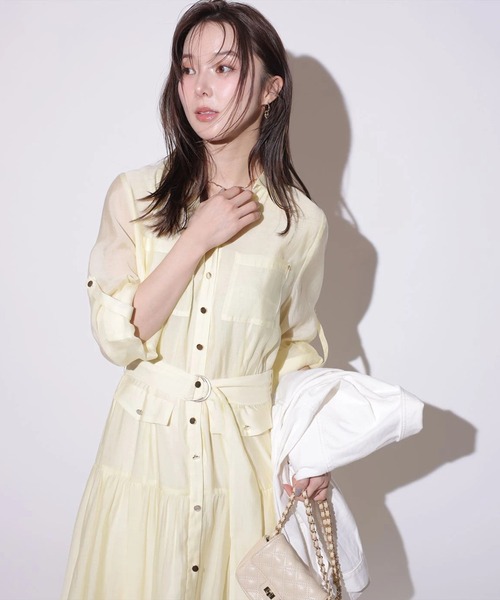 Mystrada（マイストラーダ）の「ポケットシアーシャツワンピ（ワンピース・レディース・ライトイエロー/ピンク/ネイビー・36/38）」の10枚目の写真
