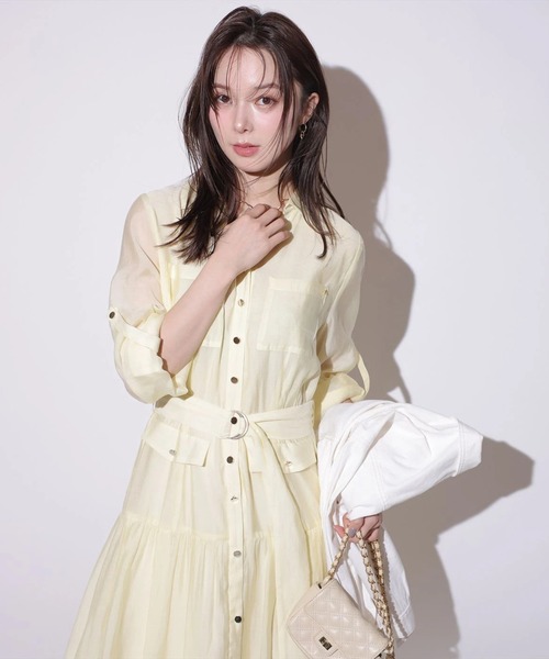 Mystrada（マイストラーダ）の「ポケットシアーシャツワンピ（ワンピース・レディース・ライトイエロー/ピンク/ネイビー・36/38）」の11枚目の写真