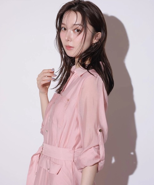 Mystrada（マイストラーダ）の「ポケットシアーシャツワンピ（ワンピース・レディース・ライトイエロー/ピンク/ネイビー・36/38）」の16枚目の写真