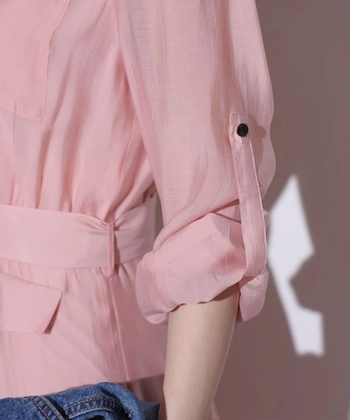 Mystrada（マイストラーダ）の「ポケットシアーシャツワンピ（ワンピース・レディース・ライトイエロー/ピンク/ネイビー・36/38）」の17枚目の写真