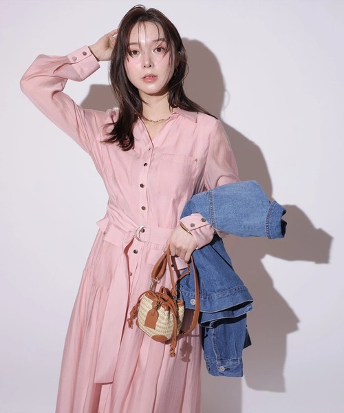 Mystrada（マイストラーダ）の「ポケットシアーシャツワンピ（ワンピース・レディース・ライトイエロー/ピンク/ネイビー・36/38）」の18枚目の写真