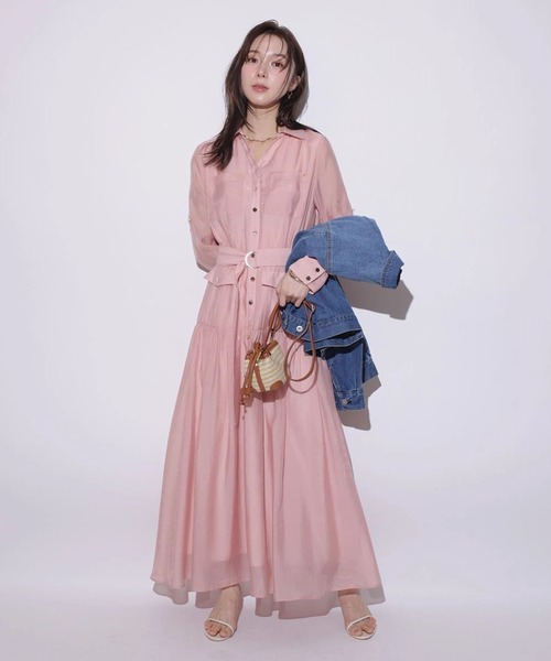 Mystrada（マイストラーダ）の「ポケットシアーシャツワンピ（ワンピース・レディース・ライトイエロー/ピンク/ネイビー・36/38）」の19枚目の写真