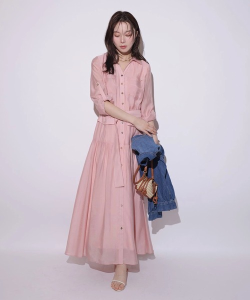 Mystrada（マイストラーダ）の「ポケットシアーシャツワンピ（ワンピース・レディース・ライトイエロー/ピンク/ネイビー・36/38）」の20枚目の写真