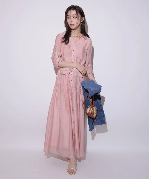 Mystrada（マイストラーダ）の「ポケットシアーシャツワンピ（ワンピース・レディース・ライトイエロー/ピンク/ネイビー・36/38）」の21枚目の写真