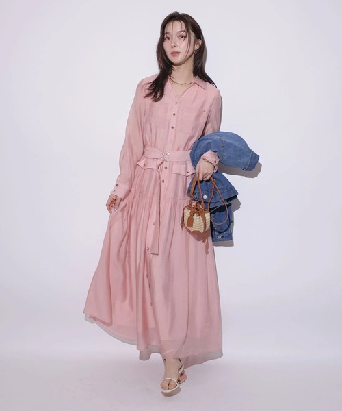 Mystrada（マイストラーダ）の「ポケットシアーシャツワンピ（ワンピース・レディース・ライトイエロー/ピンク/ネイビー・36/38）」の22枚目の写真