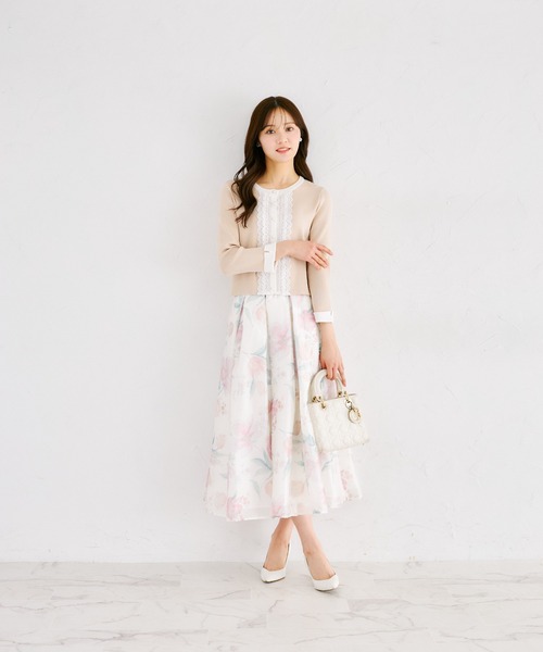 tocco closet（トッコ　クローゼット）の「シアーフラワープリントタックフレアスカート（スカート・レディース・ピンク/ブルー・M）」の4枚目の写真