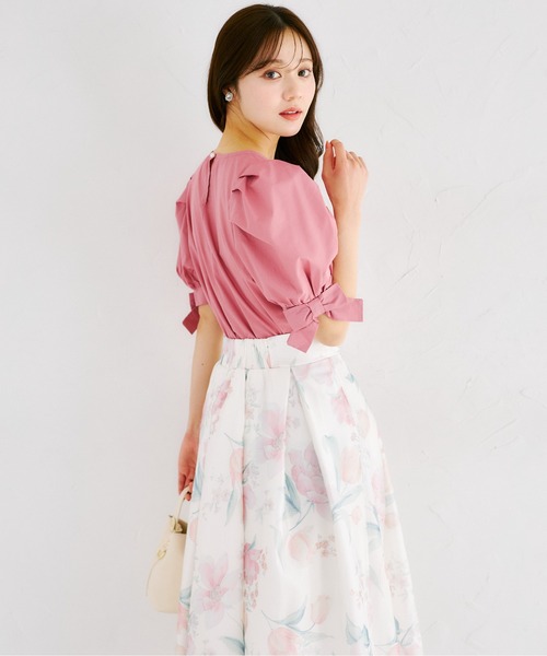 tocco closet（トッコ　クローゼット）の「シアーフラワープリントタックフレアスカート（スカート・レディース・ピンク/ブルー・M）」の11枚目の写真