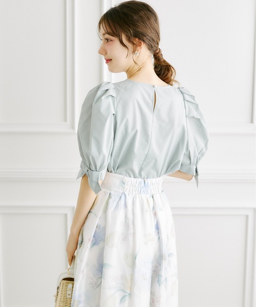 tocco closet（トッコ　クローゼット）の「シアーフラワープリントタックフレアスカート（スカート・レディース・ピンク/ブルー・M）」の18枚目の写真