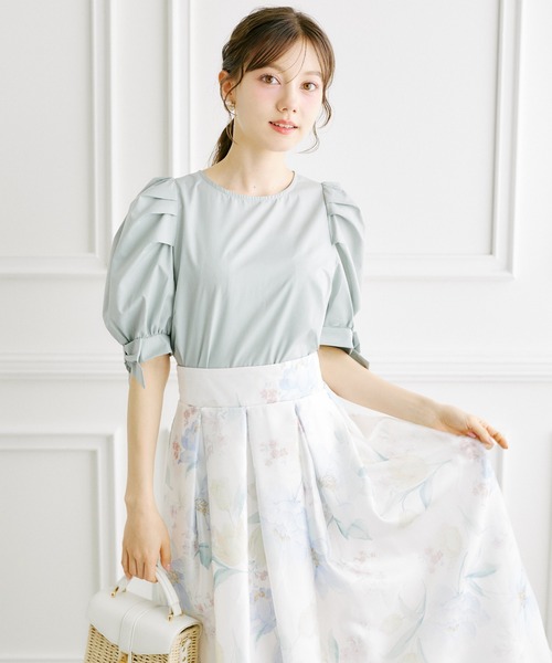 tocco closet（トッコ　クローゼット）の「シアーフラワープリントタックフレアスカート（スカート・レディース・ピンク/ブルー・M）」の17枚目の写真