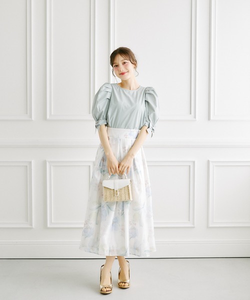 tocco closet（トッコ　クローゼット）の「シアーフラワープリントタックフレアスカート（スカート・レディース・ピンク/ブルー・M）」の13枚目の写真